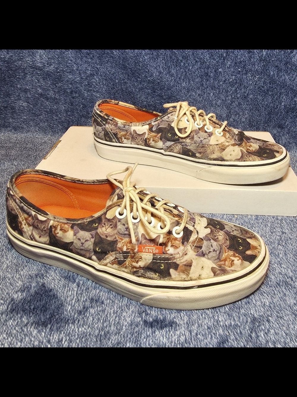 Vans Women's ASPCA Cat Collage Canvas Sneakers in Orange, Black, White